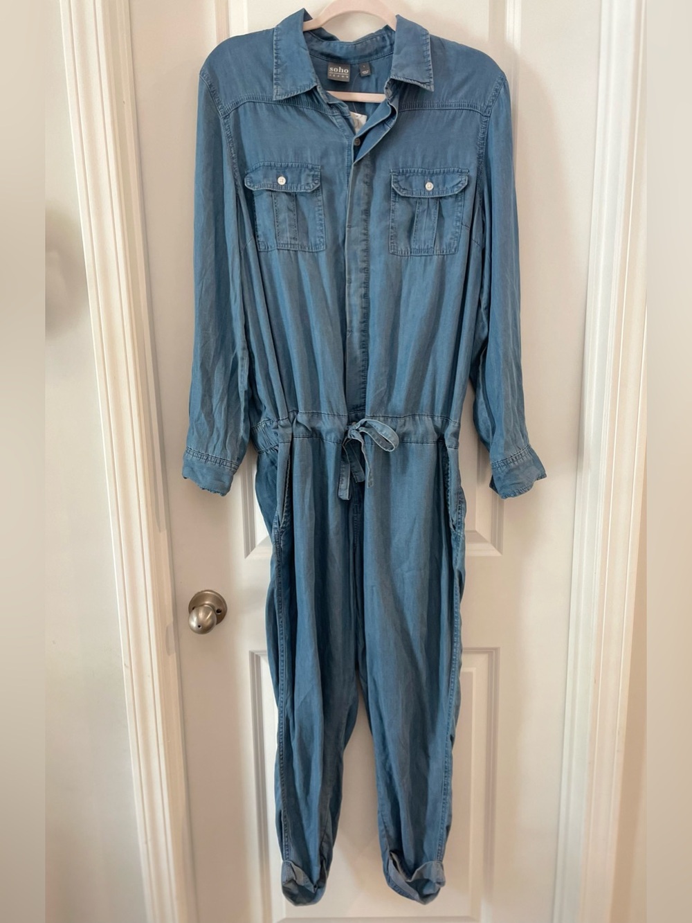 Soho Light Blue Tencel Utility Jumpsuit